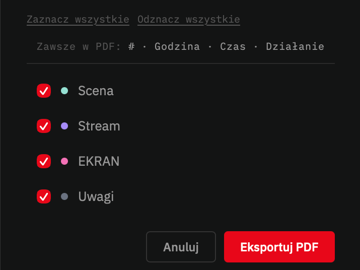 Eksport PDF w Szpiglu